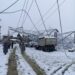 2 Vehicles Damaged As PDD Transmission Tower Collapses Due to Snowfall in Balhama Srinagar