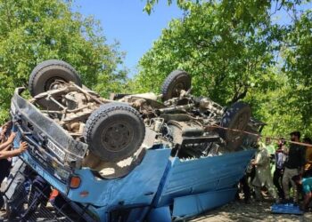 Six Personnel Injured As CRPF Vehicle Turns Turtle In Shopian