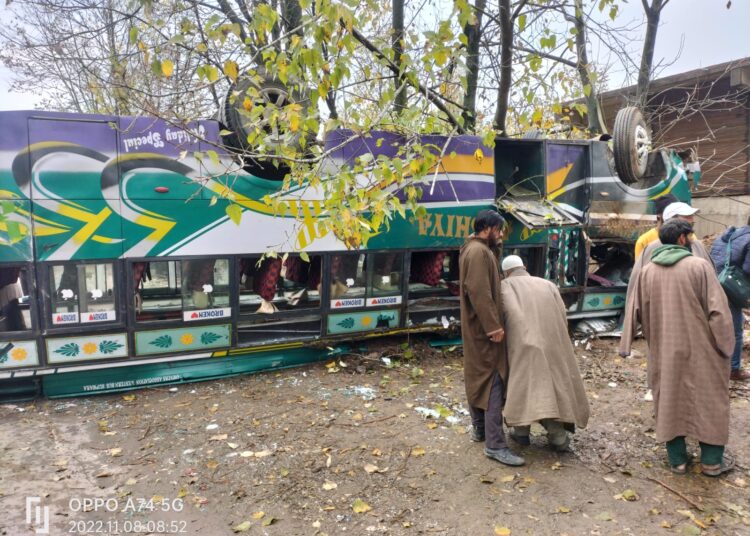 20 injured as bus turns turtle in Handwara
