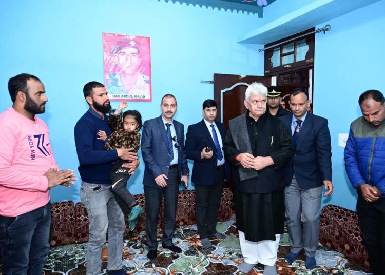 Lt Governor Visits Home of Martyr Hav Abdul Majid in Poonch