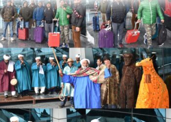 Khelo India Winter Games: Athletes arrive to a traditional reception at Srinagar Airport
