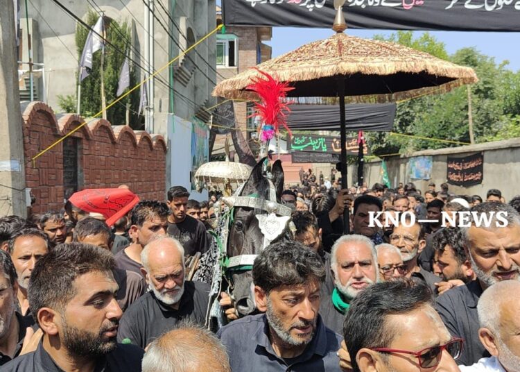 Zuljanah procession begins as Shia mourners march from Bota Kadal to Zadibal
