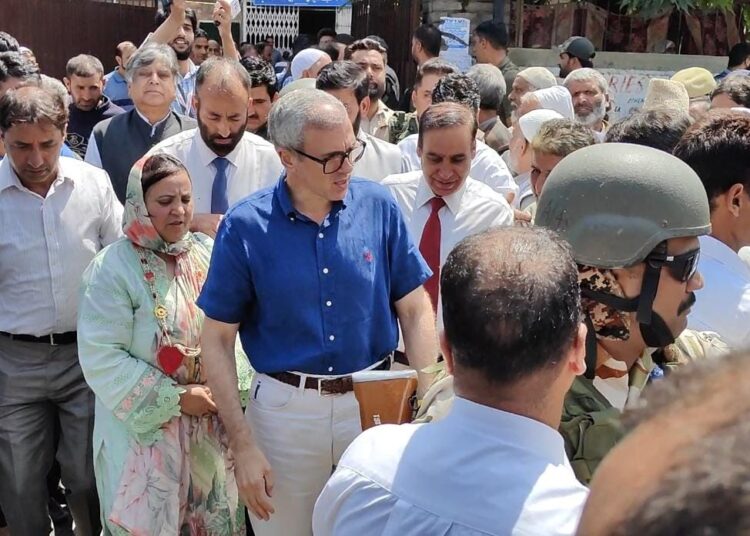 Accompanied by Omar Abdullah, Sakina Itoo files nomination for Damhal Hanjipora seat