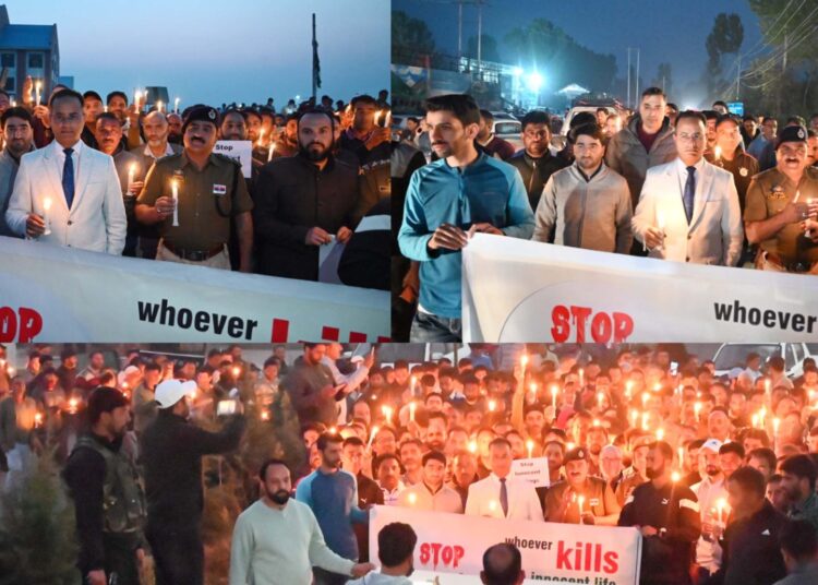 Candlelight March held in Shopian to condemn recent killings of Civilians at Shopian & Ganderbal