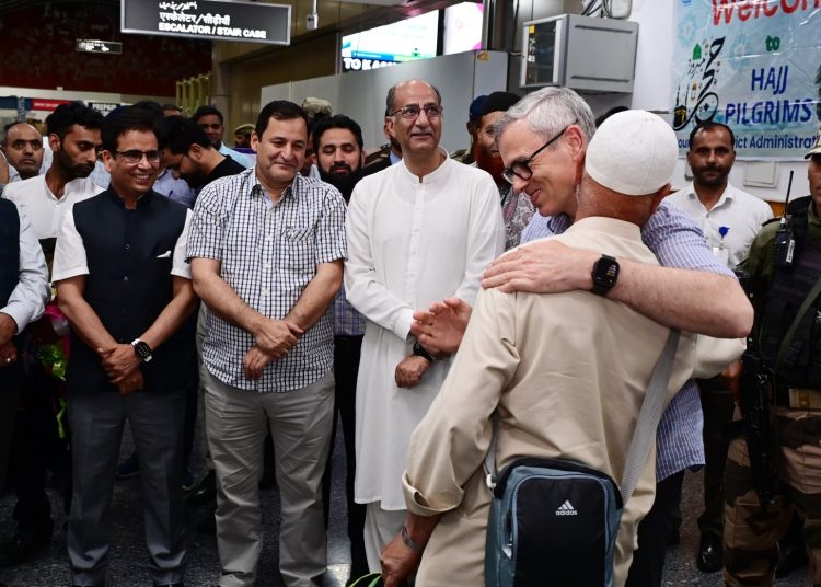 Chief Minister Omar Abdullah receives first batch of Hajj Pilgrims at Srinagar Airport