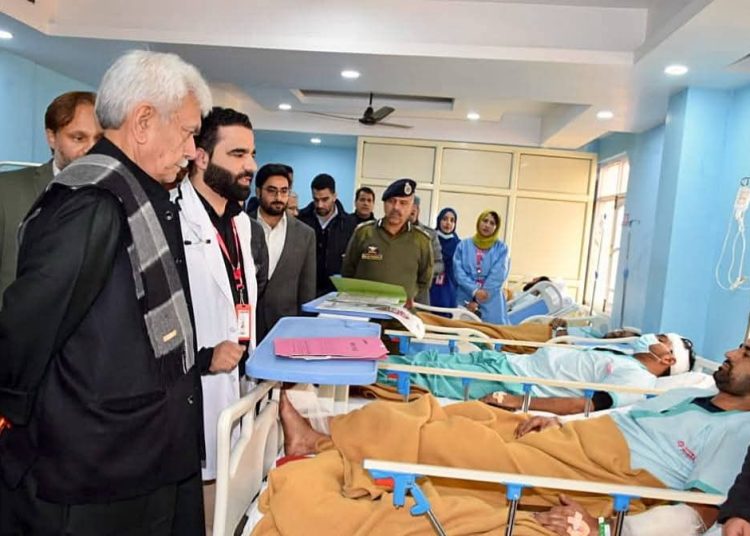 Nowgam Blast: LG Sinha visits injured at hospital