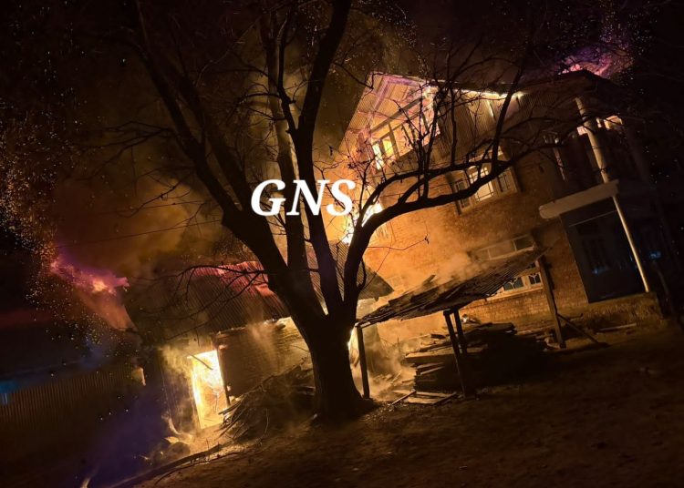 Two-Storey House Damaged in Fire Mishap in Kupwara Village