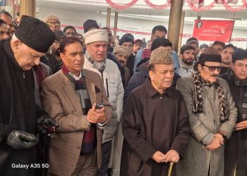 NC leaders, workers assemble at Naseem Bagh to commemorate late Sheikh Mohammad Abdullah’s 120th birth anniversary