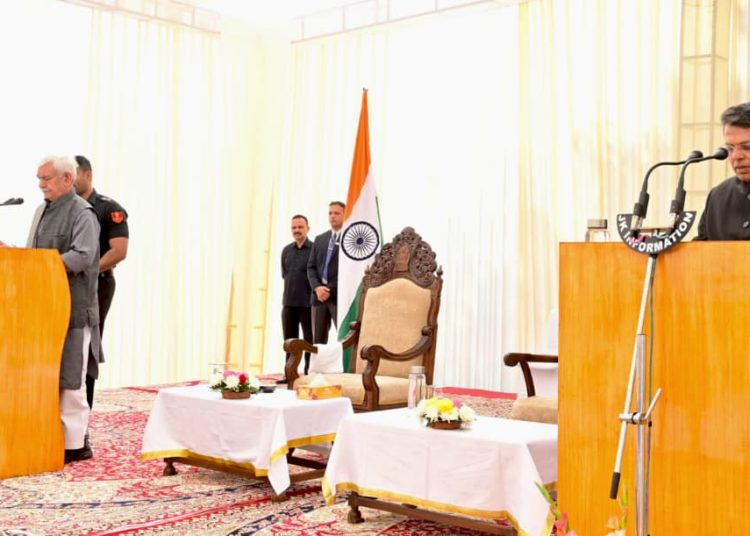 LG Sinha administers oath to Shantmanu as J&K State Election Commissioner